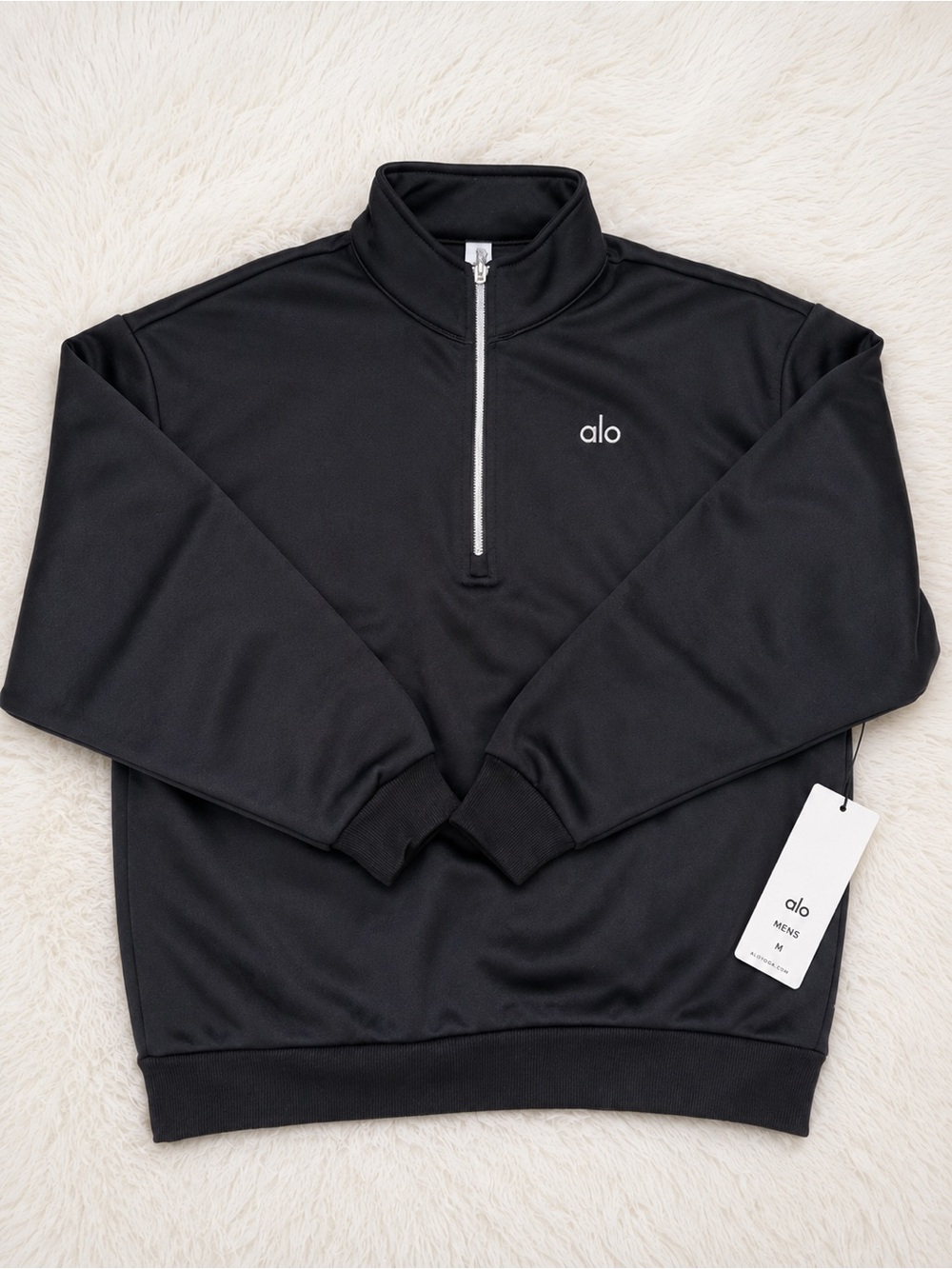 New Alo Yoga Women’s Black Half Zip Pullover Long Sleeve Top Size M